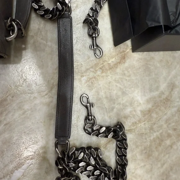 Saint Laurent Metallic Gray Quilted Shoulder Bag - Picture 9 of 9